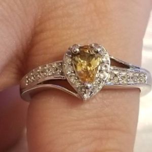 Imperial Topaz & Zircon Sterling Silver Ring 6 US